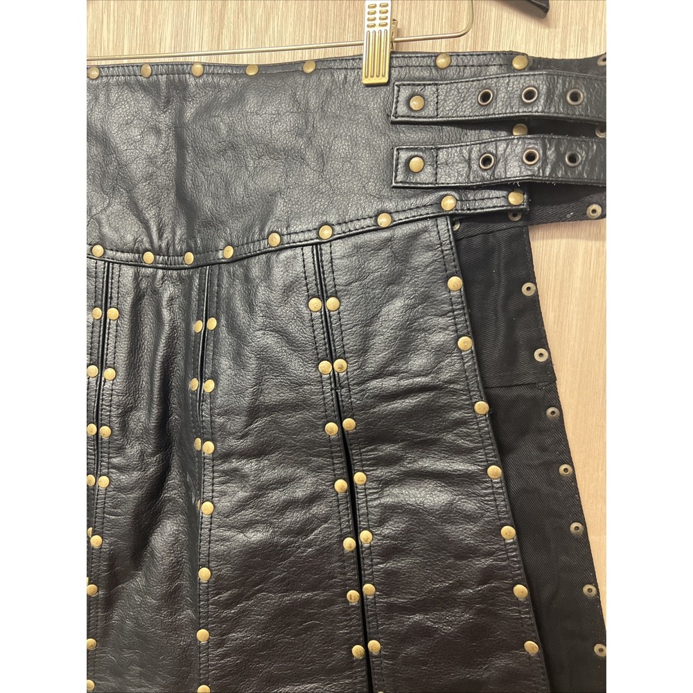 Mediaeval x Gladiator Leather Kilt Size 34 Black Studded Straps Buckles - Picture 9 of 10